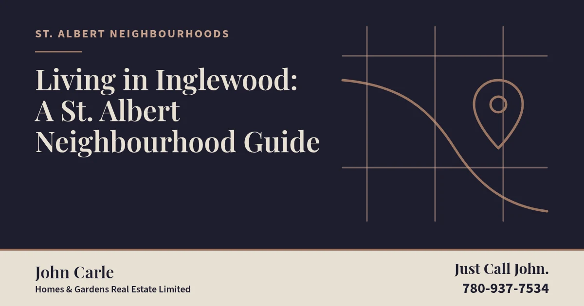 Living in Inglewood: A St. Albert Neighbourhood Guide on a branded card