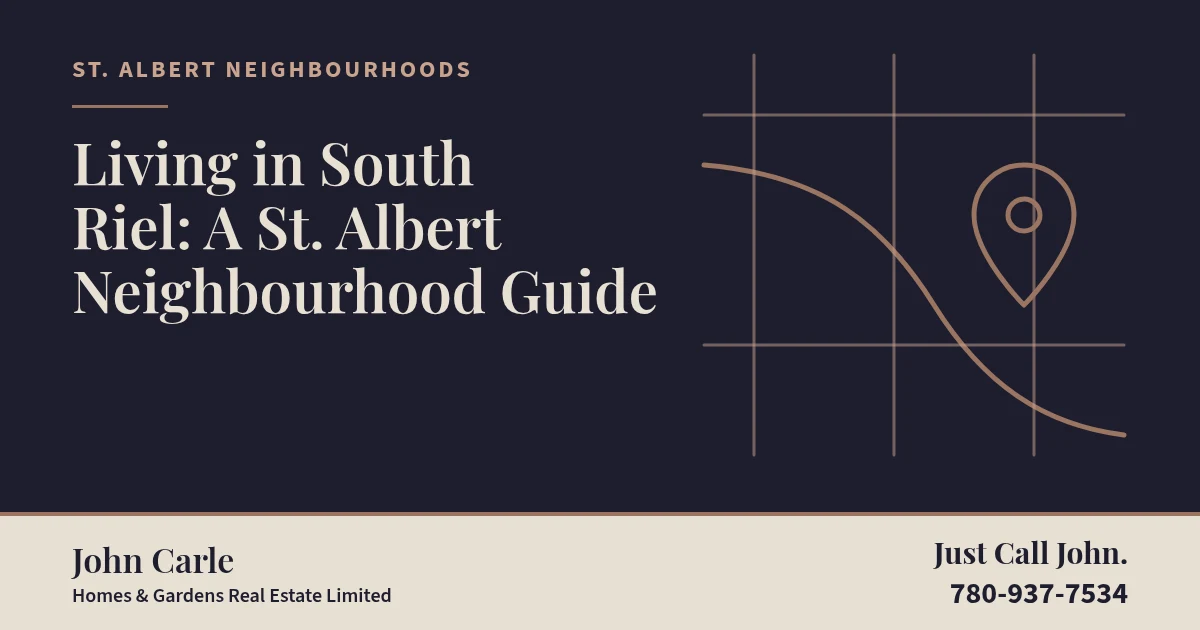 Living in South Riel: A St. Albert Neighbourhood Guide on a branded card