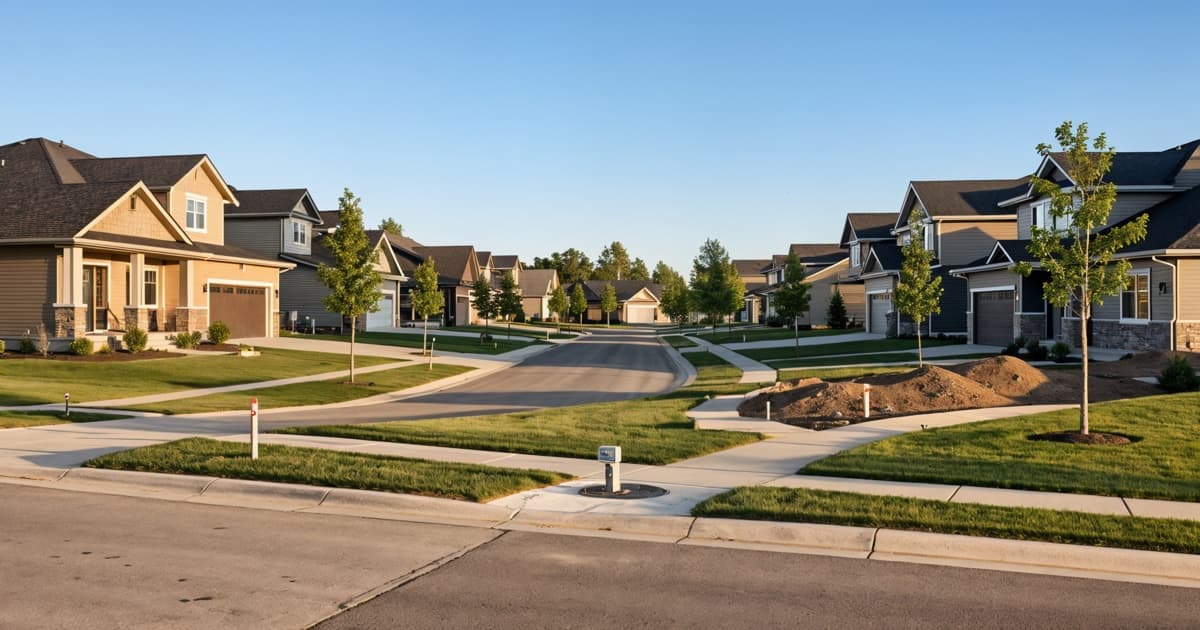Newer detached homes on a sunny residential street in a St. Albert neighbourhood, illustrating property due diligence before building or buying