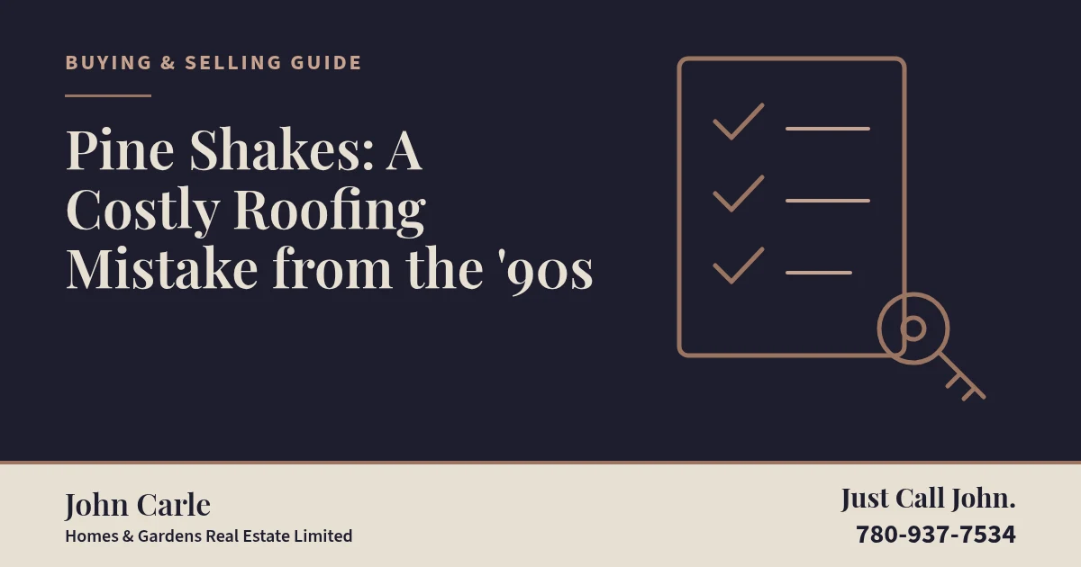 Pine Shakes: A Costly Roofing Mistake from the '90s on a branded card