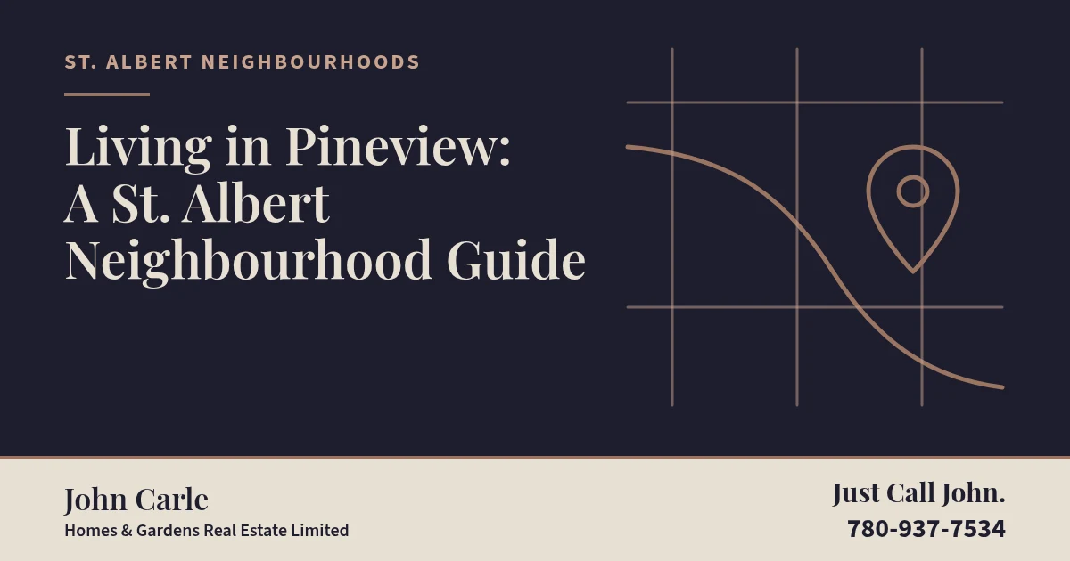 Living in Pineview: A St. Albert Neighbourhood Guide on a branded card